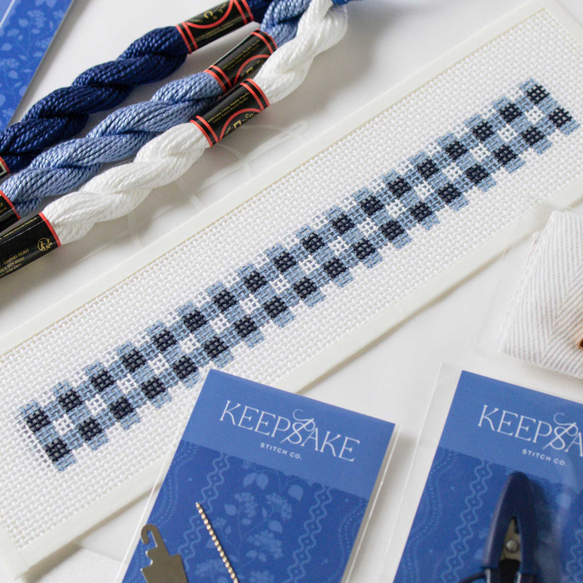 Key Fob Kit - Blue Gingham