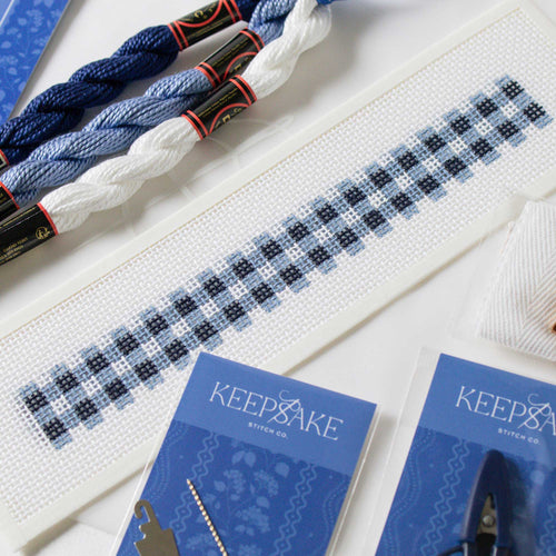 Key Fob Kit - Blue Gingham