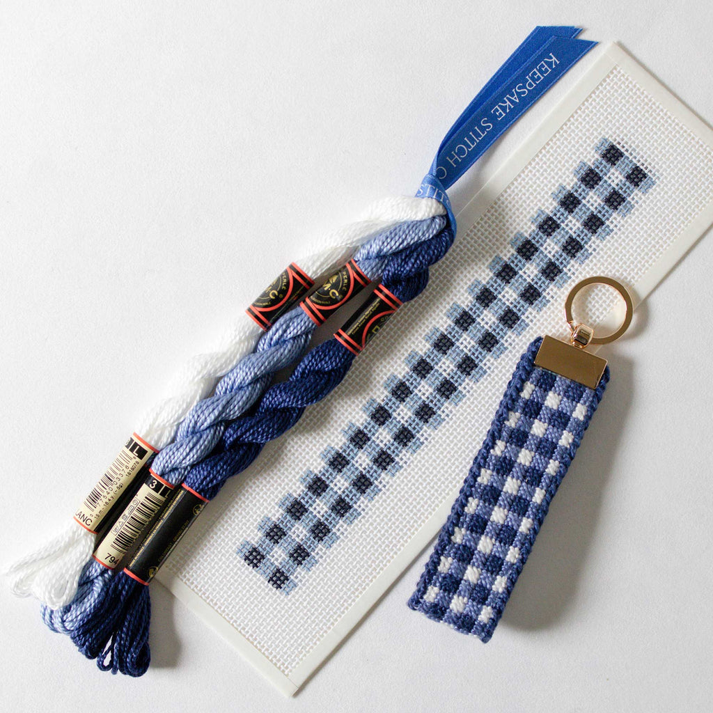 Key Fob Kit - Blue Gingham